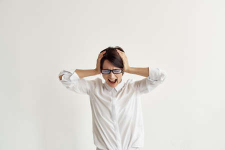 female manager with glasses Professional Job Studio Lifestyleの写真素材