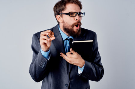 man financier cryptocurrency finance technology electronic money