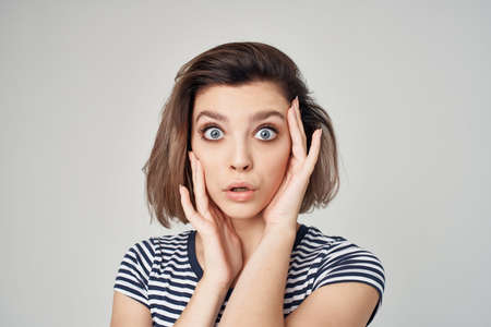 beautiful woman in fashionable clothes Red skirt posing Studioの写真素材