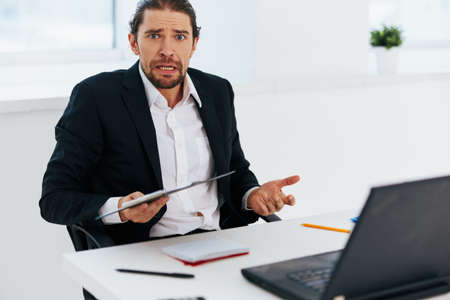 office worker emotions work office desk technologyの写真素材