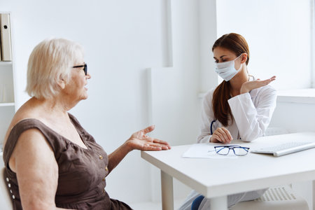 nurse in white coat patient examination medical specialistの写真素材