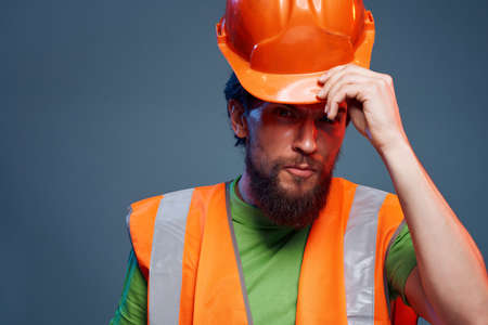 man hard profession construction engineer close-upの写真素材