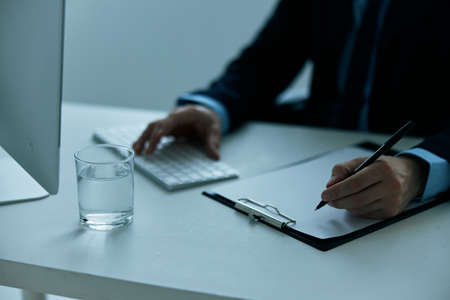 Desktop documents and computer office workの写真素材