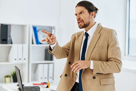 businessman in the office with documents executiveの写真素材