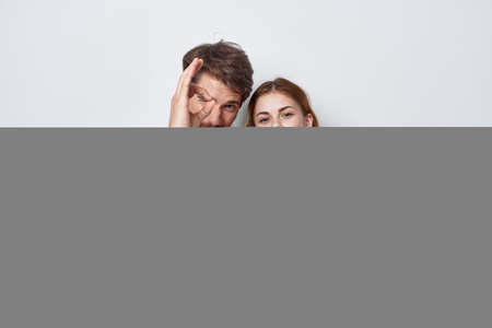 a young couple communication fun together friendship isolated backgroundの写真素材