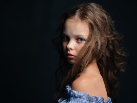 cute girl in dress fashion glamor close-upの写真素材