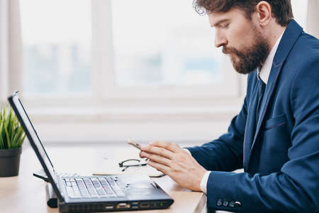 businessmen in the office in front of a laptop executive successの写真素材