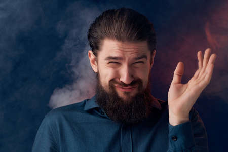 bearded man smoke nicotine fashion Lifestyle close-upの写真素材