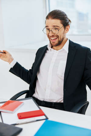 manager work in the office in front of a laptop lifestyleの写真素材