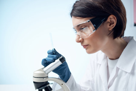 scientist research biology ecology experiment analysis light backgroundの写真素材