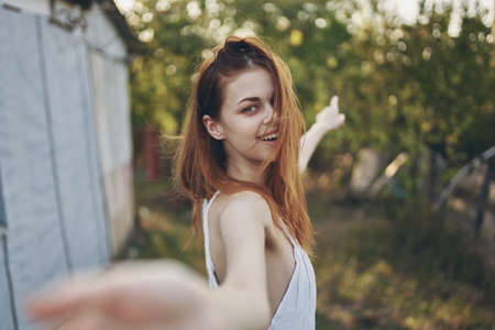pretty woman summer countryside village
