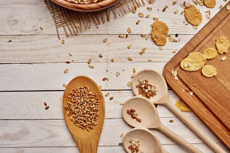 cereal Cooking organic product food wood backgroundの写真素材
