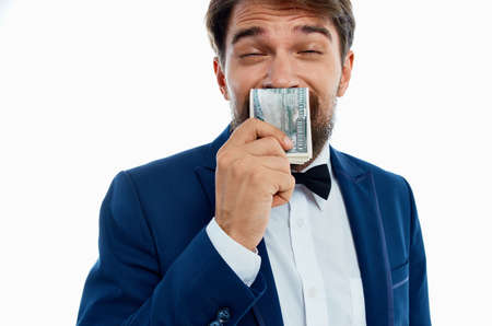 man in a suit finance success isolated background