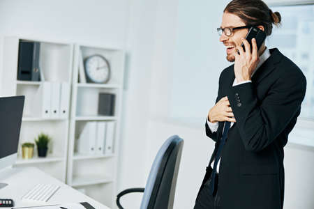 businessman an official is working at the computer technologiesの写真素材