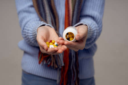 woman health problems temperature isolated backgroundの写真素材
