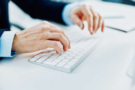 man using keyboard close up background.の写真素材