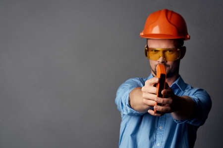 man in construction uniform professional workの写真素材