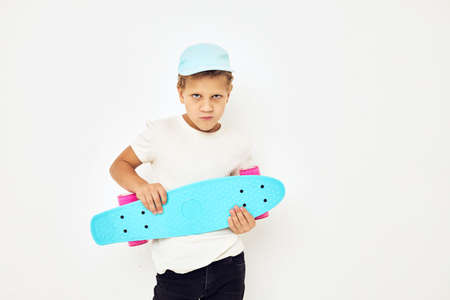adorable stylish boy active rest entertainment isolated background