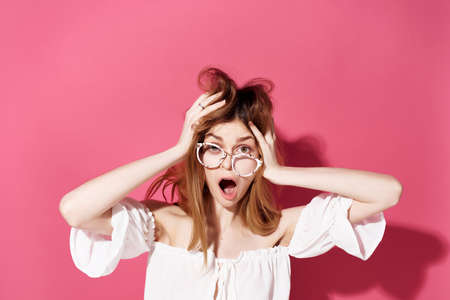 attractive woman in white dress glass with drink fashion glamor charmの写真素材