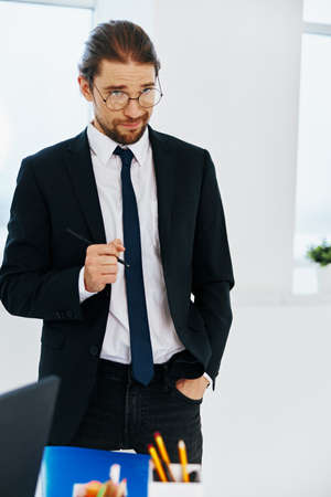 manager in the office with documents lifestyle