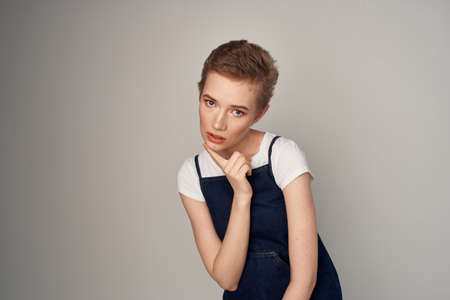 beautiful woman hairstyle attractive look cosmetics isolated backgroundの写真素材