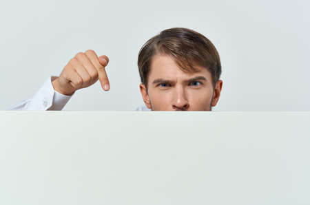 businessmen in a white t-shirt mocap poster discount advertising copy-space studioの写真素材