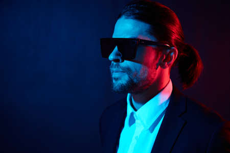 businessmen modern style suit fashion sunglasses lifestyle modelの写真素材