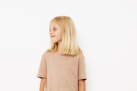 emotional girl blank space for logo design lifestyle conceptの写真素材