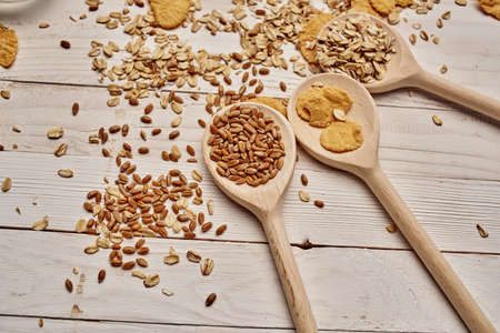 cereal Cooking breakfast Ingredients kitchen close-upの写真素材