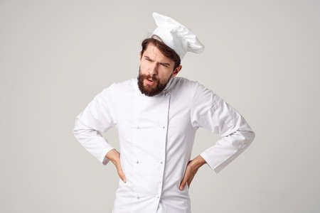 Chef restaurant provision of services light backgroundの写真素材