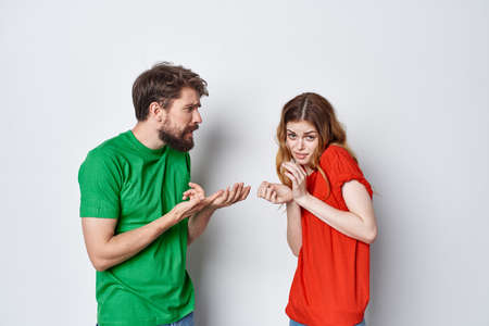 married couple communication fun together friendship isolated backgroundの写真素材