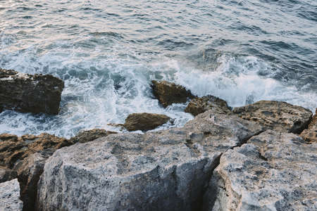 cliff ocean landscape nature cloudy weatherの写真素材