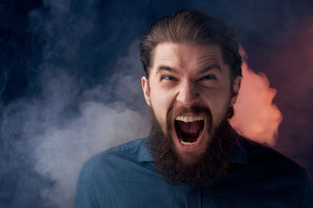 handsome man smoke nicotine fashion Lifestyle isolated backgroundの写真素材