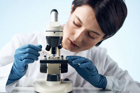 female doctor research biology ecology experiment analysis isolated background