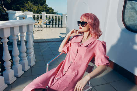 glamorous woman outdoors fashion luxury posing Lifestyleの写真素材