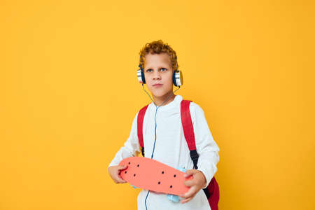 teenager joy fun skateboard posing active urban lifestyle of youthの写真素材