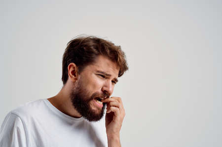 man dental problem dentistry treatment isolated background