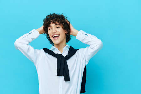 student emotions posing white shirt expression Lifestyle fashion