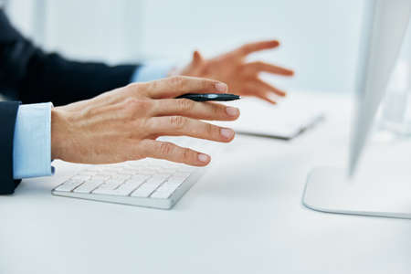 desktop and computer keyboard business work. High quality photo