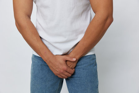 Man having problems with potency and urinationの写真素材