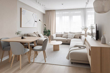 interior background empty furniture luxury lifestyle design decor light living room contemporary living. Generative AI.の素材