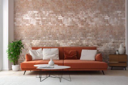 interior background comfortable home decoration room house space decor style green. Generative AI.の素材