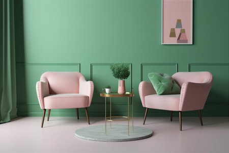 interior background wall room indoor simple cushion apartment style loft pink. Generative AI.の素材