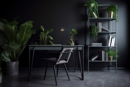 interior background office work chair living wall armchair modern design nobody. Generative AI.の素材