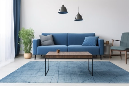 interior background mock up living room white light trendy style loft decoration copy space. Generative AI.の素材