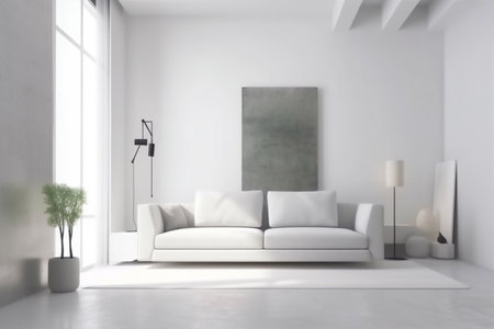 interior background simple indoor carpet stylish floor loft grey lamp luxury living. Generative AI.の素材