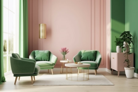 interior background style render carpet design stylish three-dimensional cosy modern couch. Generative AI.の素材