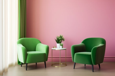 interior couch mock up design render living modern luxury three-dimensional room light lounge wall. Generative AI.の素材