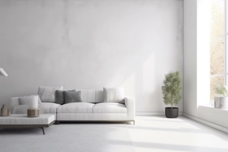 interior render floor lifestyle lamp decor room cosy white house luxury indoor stylish. Generative AI.の素材