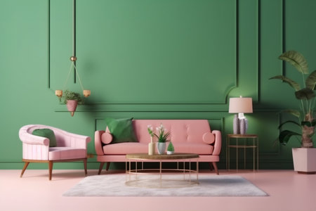 interior background indoor trendy lamp white carpet contemporary living room luxury design three-dimensional light. Generative AI.の素材